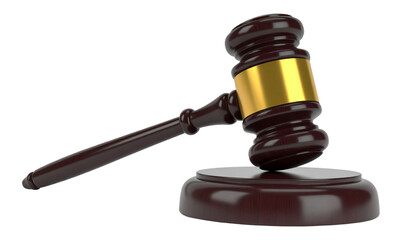 Set of gavel, Judge Hammer on transparent background. 3D rendering.
