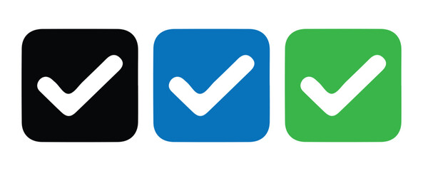 Set of Colorful Check Marks Icons. Vector illustration 