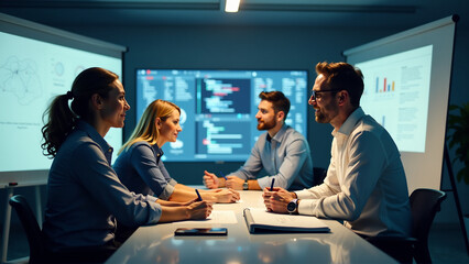 Fototapeta premium Diverse Minds, Innovative Solutions: Team Collaboration