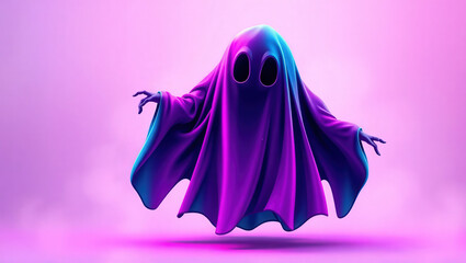 Neon Ghost A Spooky Halloween Illustration