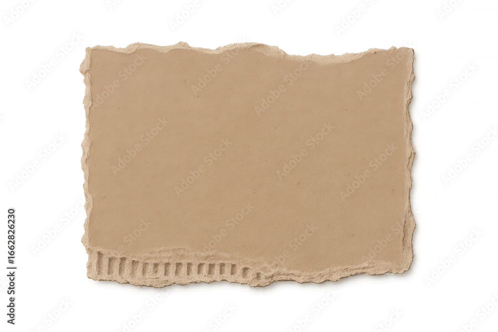 Aufkleber ragged cardboard fragment with uneven edges, torn and textured, ready for graphic design layout on t