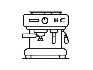 Espresso Machine Stock Image with Elegant Coffee Vector Line Illustration