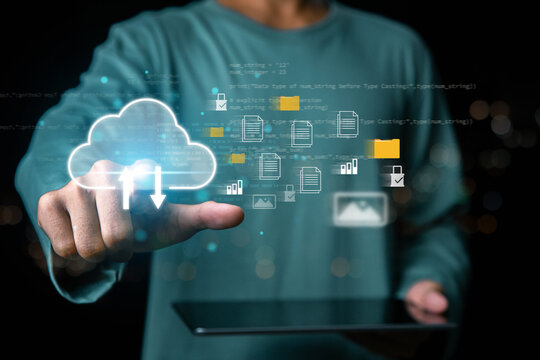 The concept of cloud file storage and backup, Cloud based file storage and secure data backup solution with encrypted privacy protection. representing secure data storage, cybersecurity