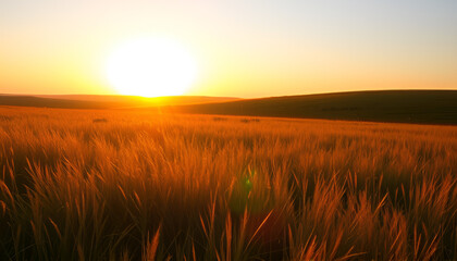 wheat field at sunset