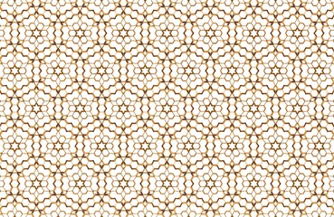A Repeating Pattern of Interconnected Hexagonal Shapes in a Warm Color Palette, Forming a Seamless...