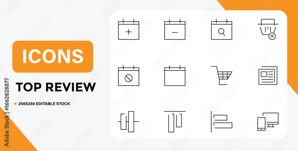Aufkleber minimalist line icon set for user interface and web design applications