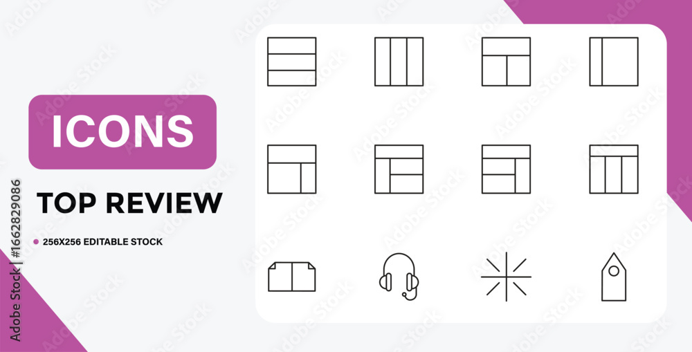 Poster set of layout and support icons in a minimalist style