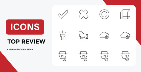 Set of Minimalist Outline Icons for User Interface Design and Development