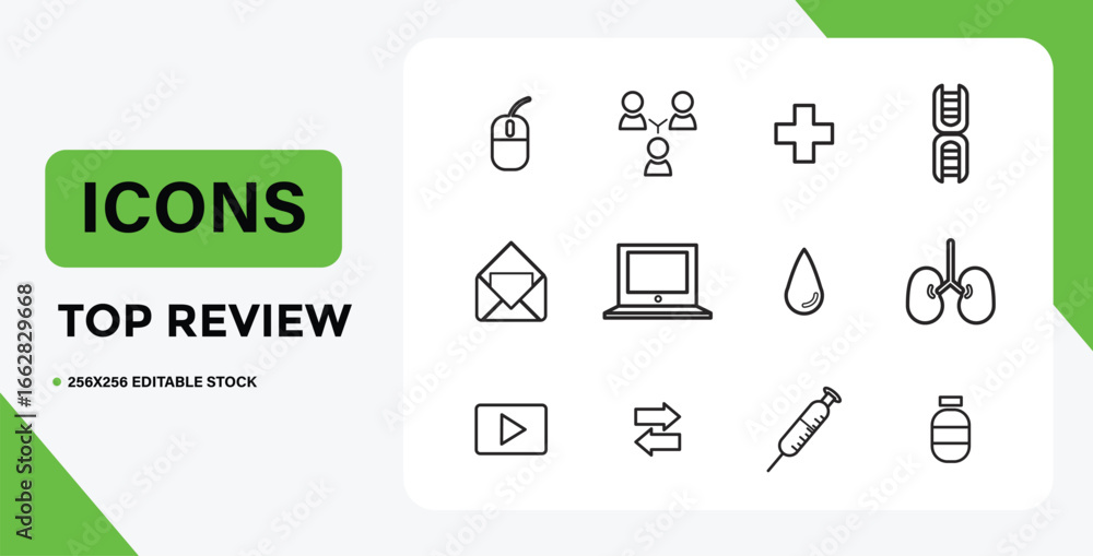 Poster collection of minimalist line icons for web mobile and print design
