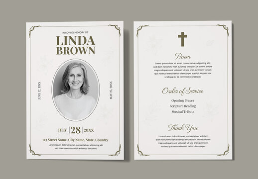 Elegant Funeral Obituary Program Template