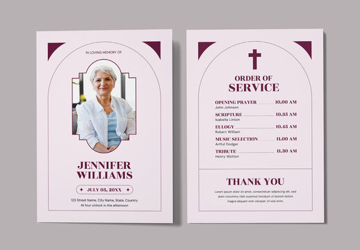 Modern Elegant Funeral Obituary Program Template