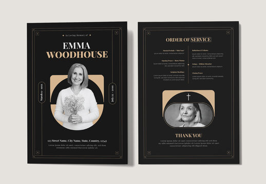 Elegant Funeral Obituary Program Design Layout