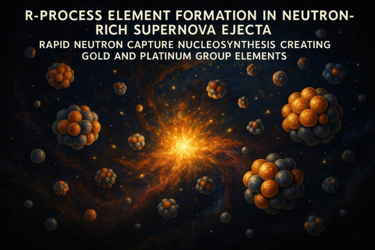 R-Process Element Formation: Supernova Ejecta Illustration