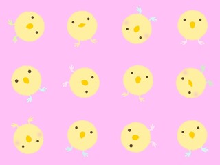 黄色いヒヨコのシームレスパターン　G-2