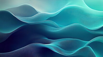 Abstract flowing blue and teal waves creating a smooth, serene, and fluid visual with a sense of depth and gentle motion