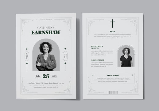 Minimalist Funeral Obituary Program Flyer Template