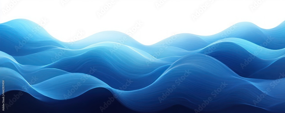 Fototapete abstract flowing blue waves with smooth gradients creating a serene and calming ocean-like visual ef