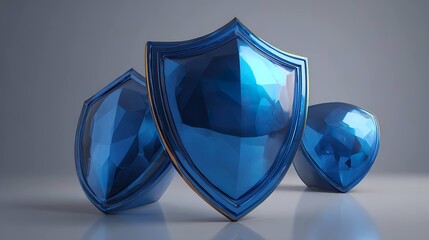 Blue shielding shapes abstract design elements