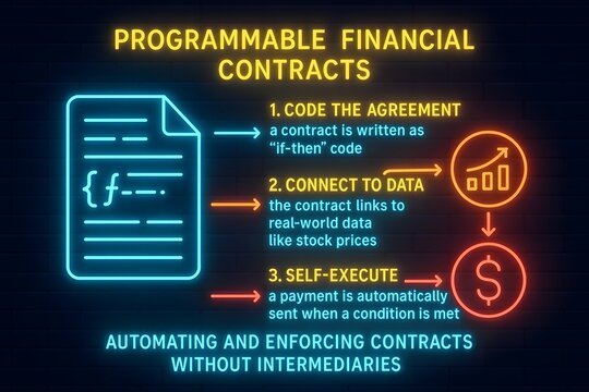 Programmable Smart Contracts Infographic for Blockchain Technology Education