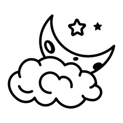 A sketchy style icon depicting night moon
