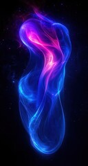 Abstract glowing intertwining fluid shapes in vibrant blue and pink hues against a dark background creating a sense of energy and motion