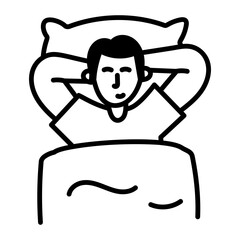 A hand drawn style icon showing sleeping

