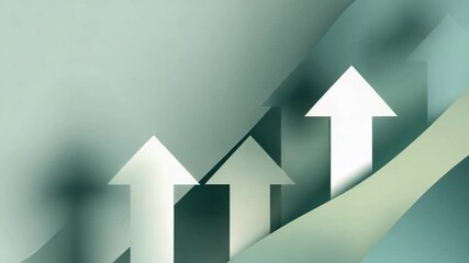 Multiple Soft Green Up Arrows - Sustainable Growth and Progress Concept	