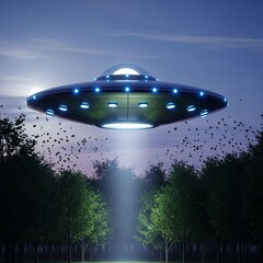 Obraz premium ufo flying over the city