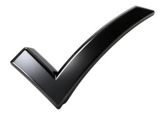 Glossy check mark symbol on a background tick correct isolated on a transparent background