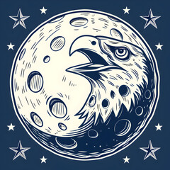 vector illustration of full moon close up and arou