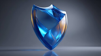 Abstract blue glass shield object
