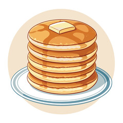 vector pancake cartoon illustration, suitable for, logos, prints, stickers, Pancake logo template, suitable for restaurant, food truck and café

