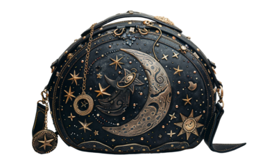 Celestial Themed Dome Shaped Shoulder Bag Design on white background