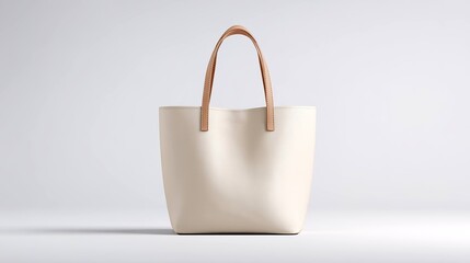 Cream canvas tote bag with beige handles