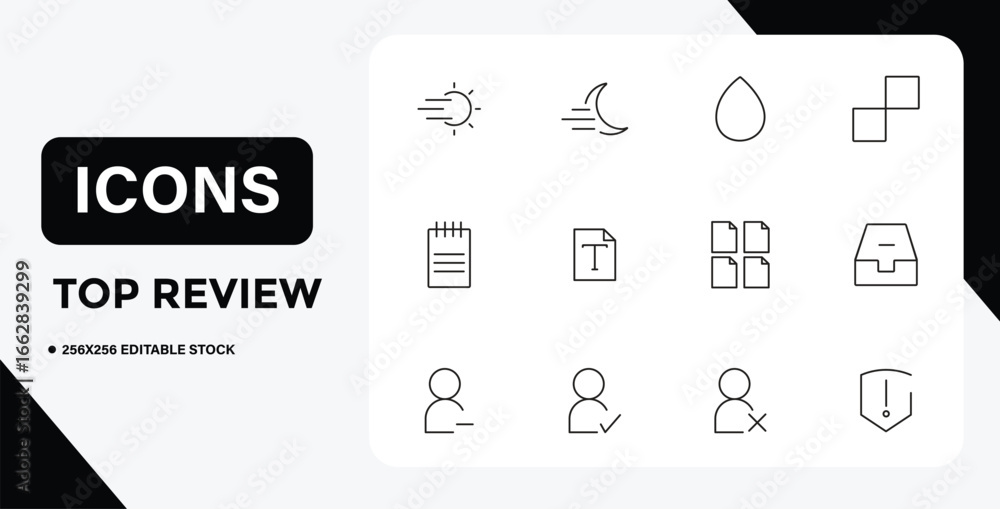 Poster minimalist icon set for user interface design and mobile application development