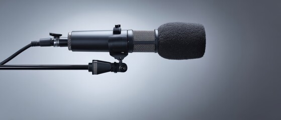 The microphone positioned elegantly for optimal sound capture and broadcasting.
