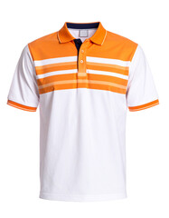 White and orange polo shirt with transparent background