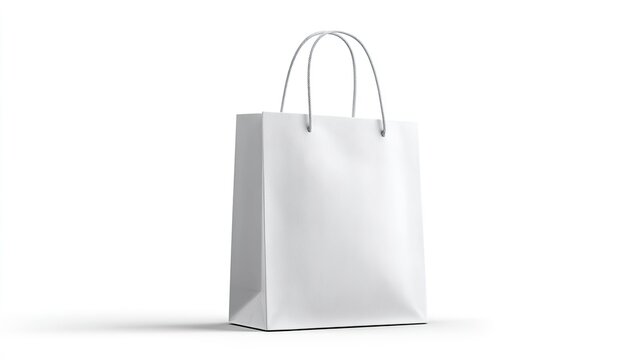 Blank white paper shopping bag mockup