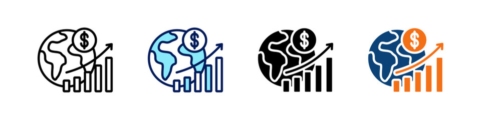 Economic Growth All In One Icon Multi Styles Vector Set