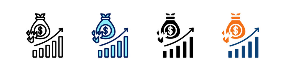 Economic Recession All In One Icon Multi Styles Vector Set