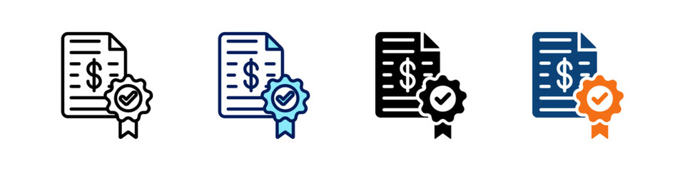 Fiscal Policy All In One Icon Multi Styles Vector Set