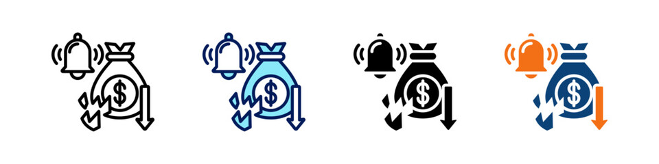 Economic Crisis All In One Icon Multi Styles Vector Set