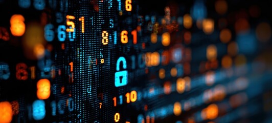 The digital lock securing data in a vibrant technology landscape.