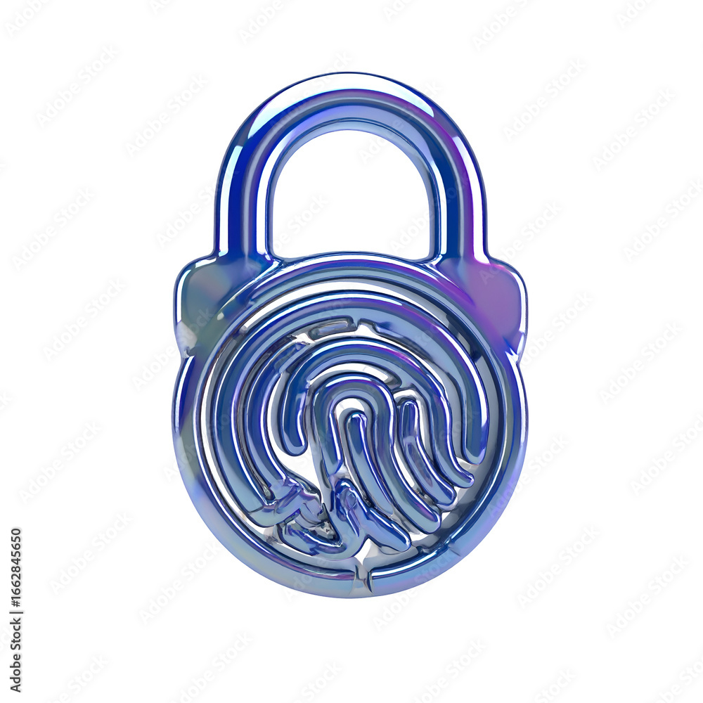 Aufkleber futuristic metallic padlock with fingerprint design symbolizing digital security and access control