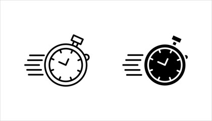 Fast response time clock vector symbol. quick, rush or faster work service icon. rapid delivery symbol.	
