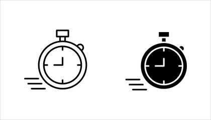 Fast response time clock vector symbol. quick, rush or faster work service icon. rapid delivery symbol.	
