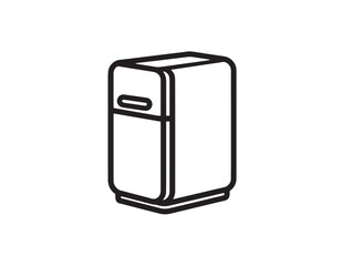 Elegant Mini Refrigerator Appliance Icon in Contemporary Minimal Line Art