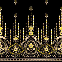 Embroidery seamless border lace design for digital and textile print on fabric.