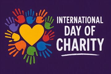 International Day of Charity celebrated with colorful handprints and a vibrant yellow heart