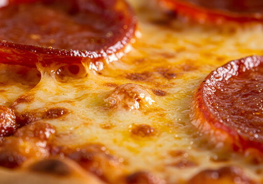 Abstract macro photograph of pizza textures and ingredients